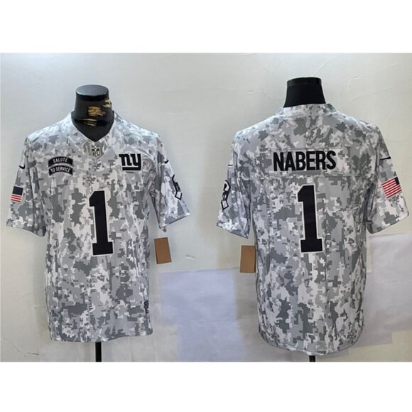 Mens Youths Kids Womens 1 Malik Nabers Salute to Service Stitched Jersey
